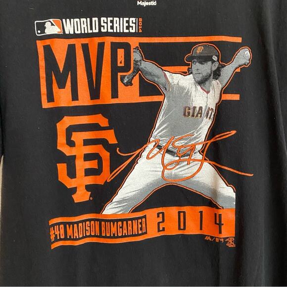 San Francisco Giants World Series Mens Shirt Vtg 2014 Madison Bumgarner MVP 40 - Picture 4 of 5